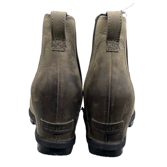 Sorel Women's Joan Of Arctic Olive Leather Hidden Wedge Chelsea Boots Size 9.5 - Picture 8 of 10